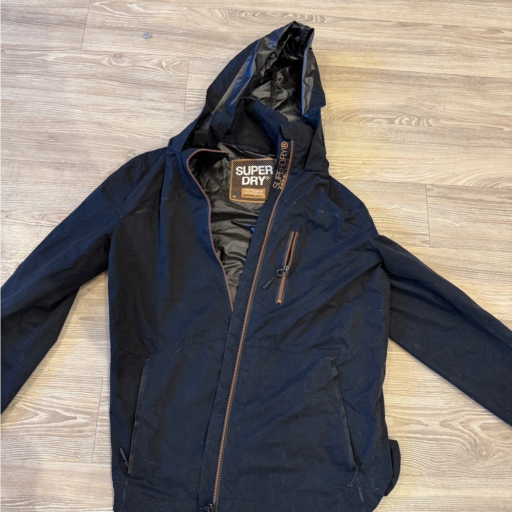 Superdry Black Windbreaker Jacket with Hood